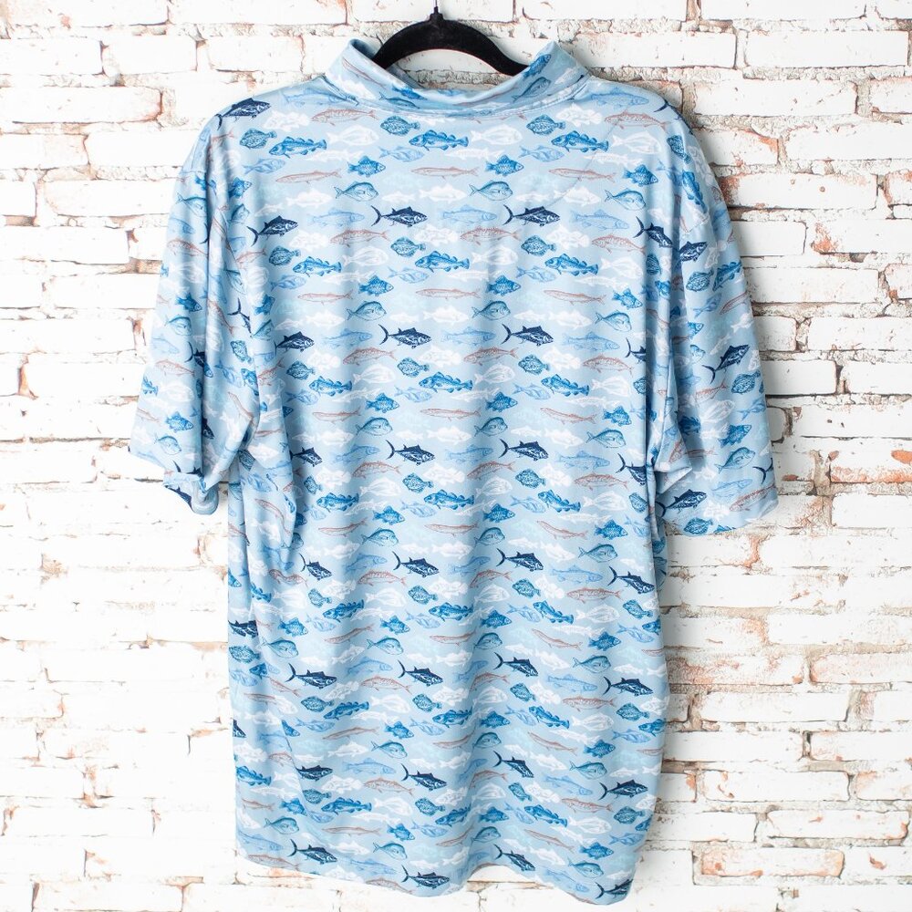 Construct Men’s Polo Shirt XXL Fish Print Quick Dry Performance Short Sleeve - Picture 5 of 7